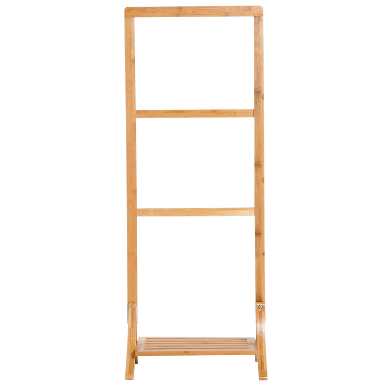 Piantana Portasciugamani con 3 Bracci in Bambù Naturale 40.5x28x104 cm 