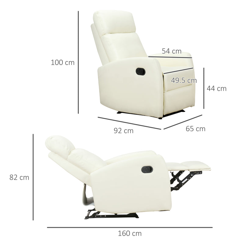 Poltrona Relax Reclinabile Ergonomica in Similpelle 65x92x100 cm Crema 