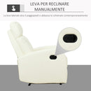 Poltrona Relax Reclinabile Ergonomica in Similpelle 65x92x100 cm Crema 