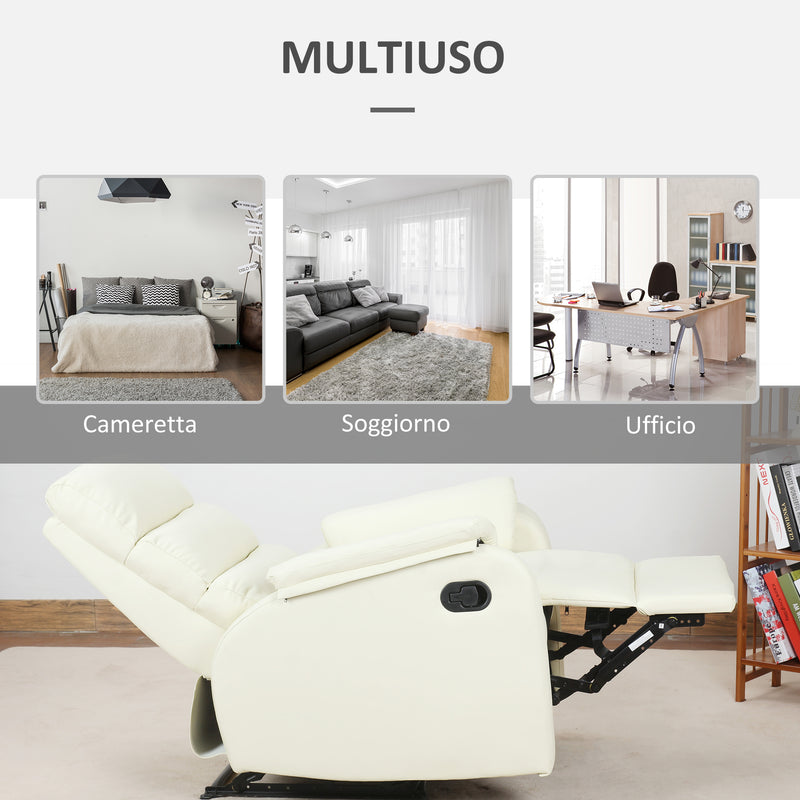 Poltrona Relax Reclinabile Manuale in Similpelle Crema 