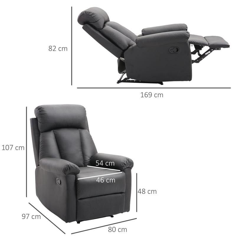 Poltrona Relax Classica in Similpelle Schienale Reclinabile e Poggiapiedi Nera 