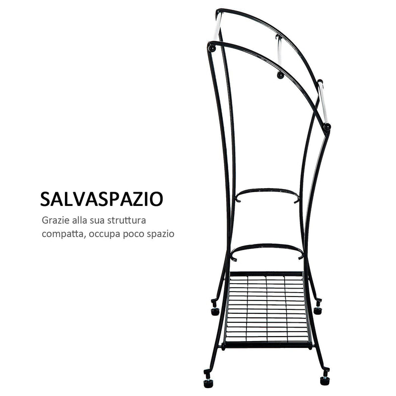 Porta Asciugamani da Bagno in Metallo 61.3x33x87.5 cm Nero 