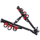 Portabici per Auto Posteriore Pieghevole 3 Biciclette 40 kg in Acciaio e Alluminio Nero e Rosso 66x54x47 cm 