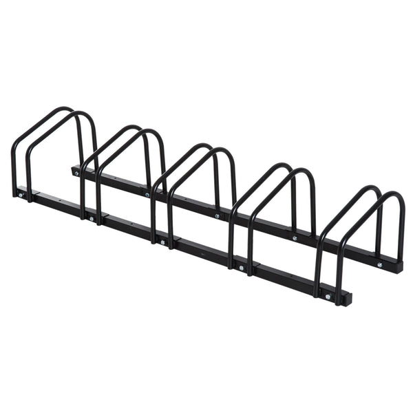 Rastrelliera Portabici 5 Posti in Acciaio 130x33x27 cm Nera sconto