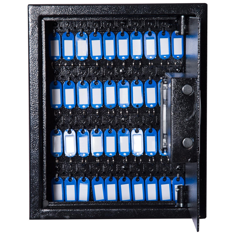 Cassetta Portachiavi di Sicurezza Professionale da Muro di 40 ganci Nero 30x36,5x10 cm 