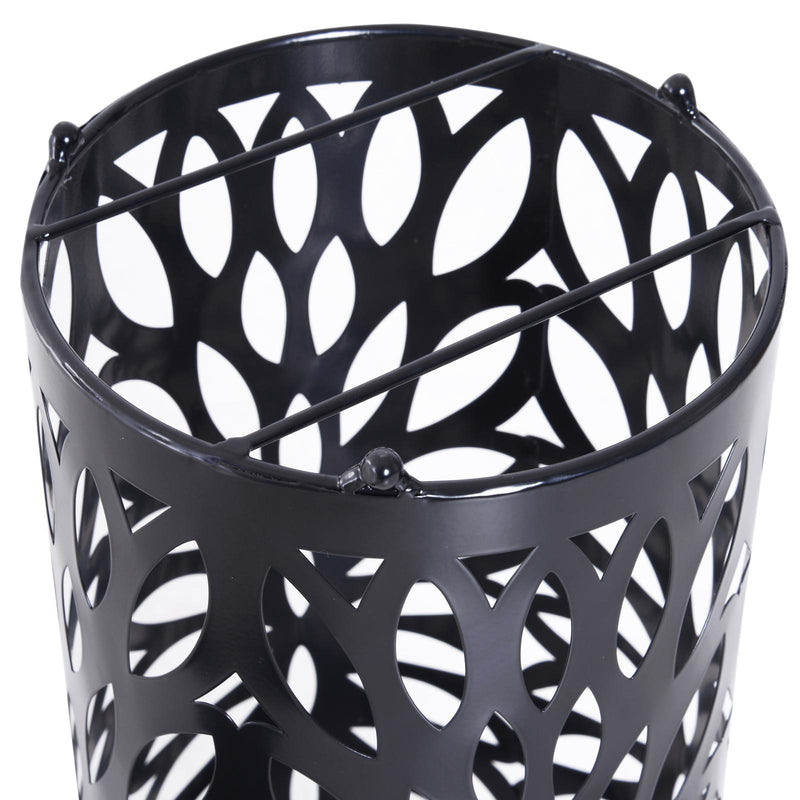 Portaombrelli in Metallo Lavorato con Salvagoccia Nero 