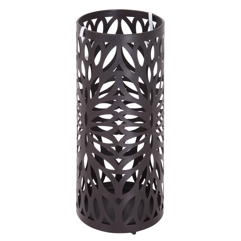 Portaombrelli in Metallo Lavorato con Salvagoccia Marrone 