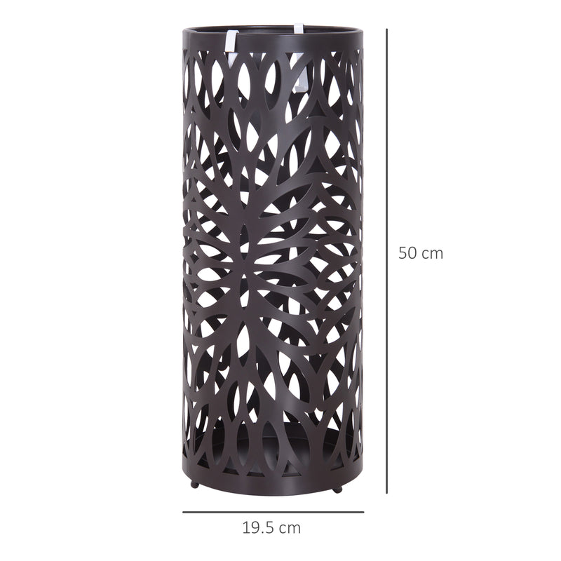 Portaombrelli in Metallo Lavorato con Salvagoccia Marrone 