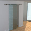 Porta Scorrevole Vetrata 90x205 cm Satinata a Strisce Trasparenti 