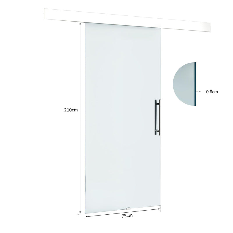 Porta Scorrevole Vetrata 210x75 cm Trasparente 