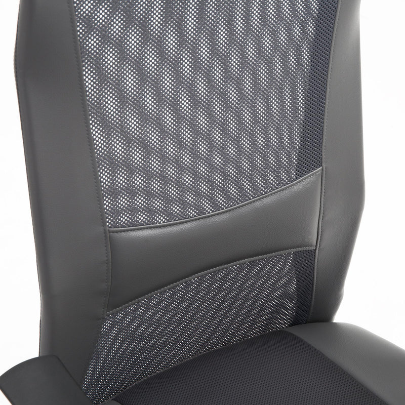 Sedia da Ufficio Presidenziale Ergonomica in Rete e Similpelle Altezza Regolabile Grigia 