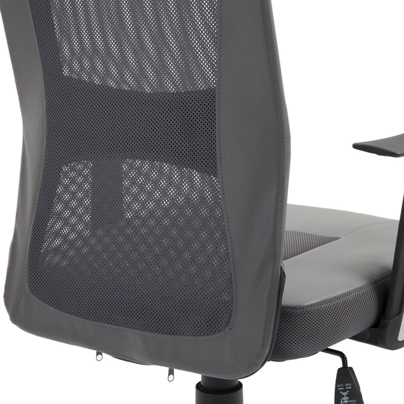 Sedia da Ufficio Presidenziale Ergonomica in Rete e Similpelle Altezza Regolabile Grigia 