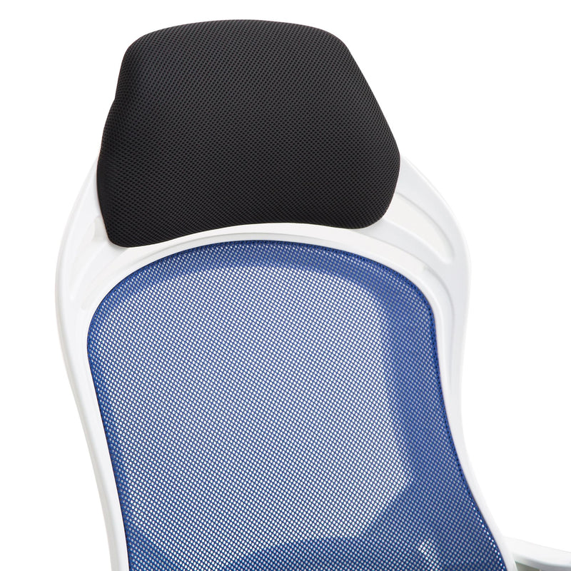 Sedia da Ufficio a Rete con Schienale Reclinabile Blu e Bianca 