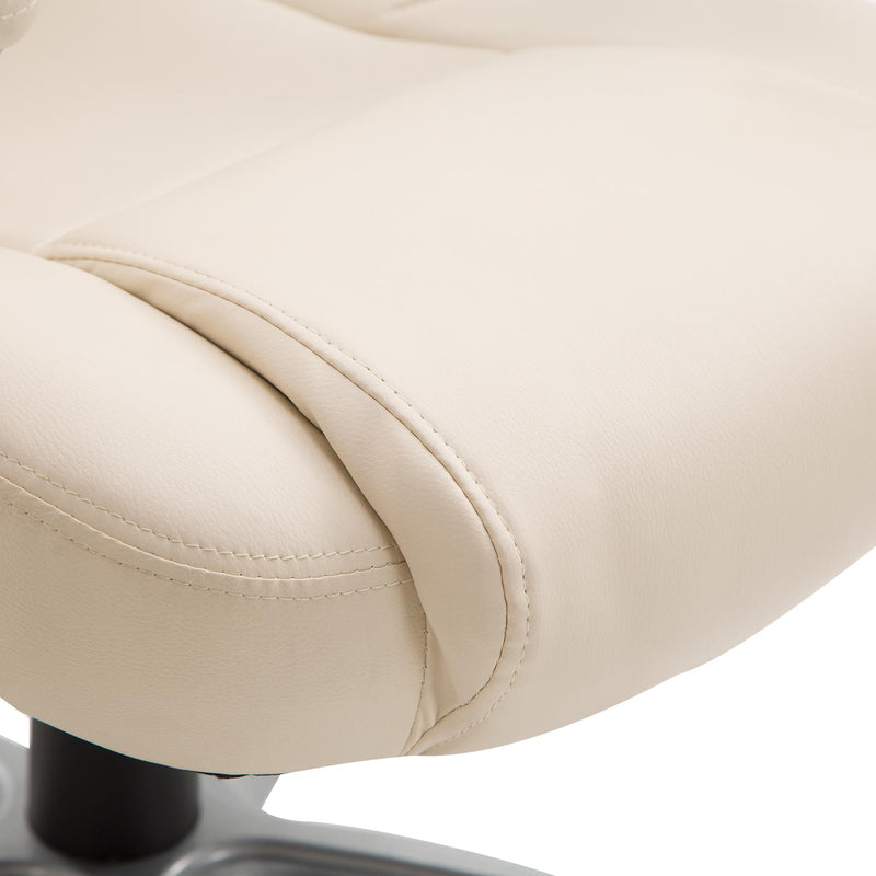 Sedia Poltrona da Ufficio Presidenziale Ergonomica in Similpelle Beige 