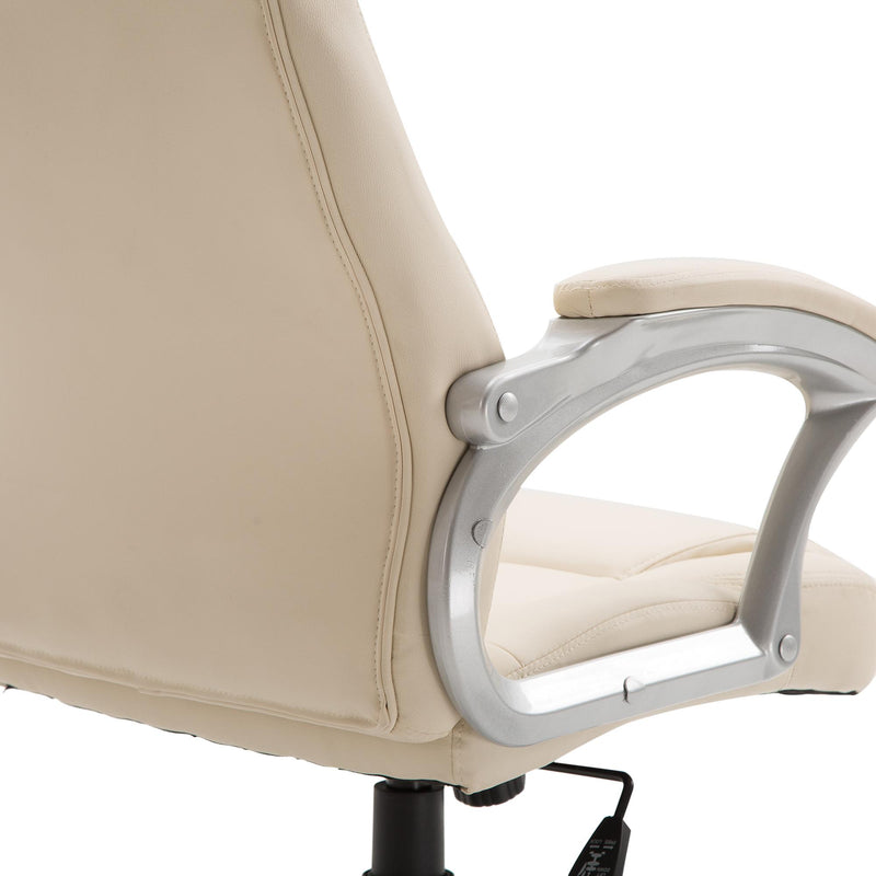 Sedia Poltrona da Ufficio Presidenziale Ergonomica in Similpelle Beige 