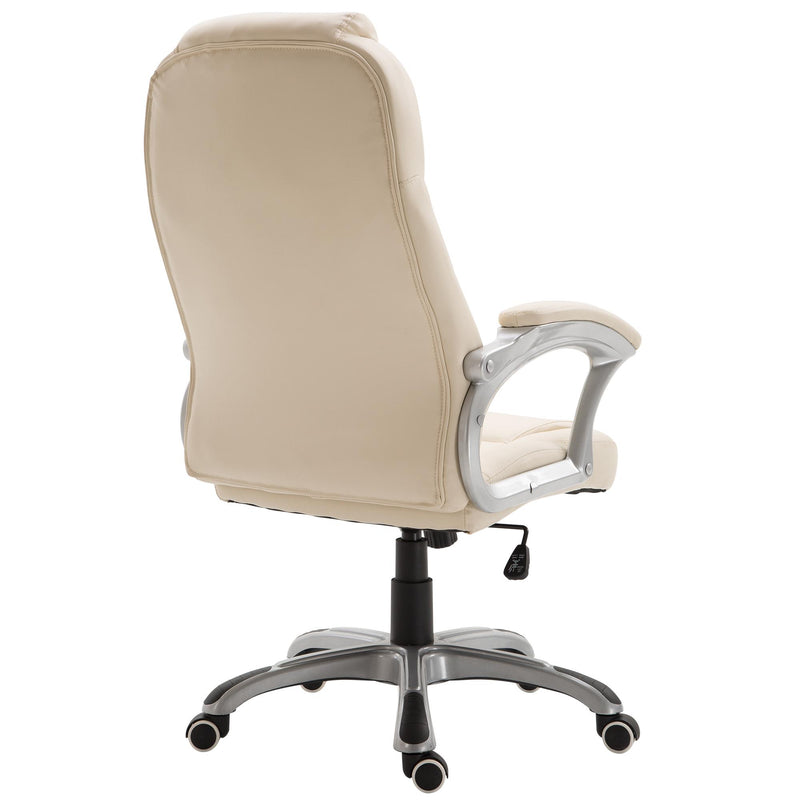 Sedia Poltrona da Ufficio Presidenziale Ergonomica in Similpelle Beige 