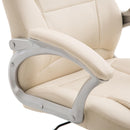 Sedia Poltrona da Ufficio Presidenziale Ergonomica in Similpelle Beige 