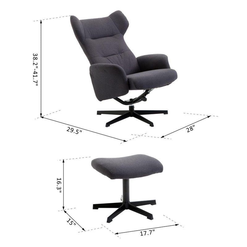 Sedia Poltrona da Ufficio Presidenziale Ergonomica con Poggiapiedi Grigio Scuro 