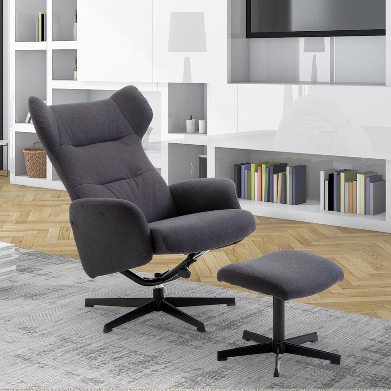 Sedia Poltrona da Ufficio Presidenziale Ergonomica con Poggiapiedi Grigio Scuro 