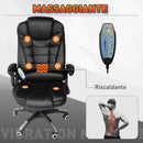 Sedia Poltrona Massaggiante da Ufficio 62x68x121 cm con Riscaldamento in Similpelle Nero