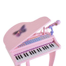 Mini Pianoforte Giocattolo per Bambini con Microfono e Sgabello Rosa 