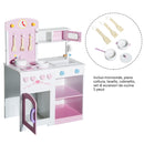 Cucina Giocattolo per Bambini in Legno con Sedia e Accessori 60x35x87 cm 