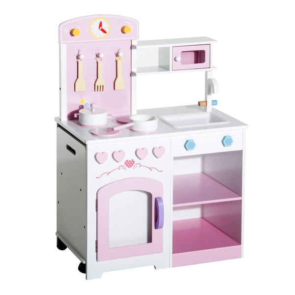 Cucina Giocattolo per Bambini in Legno con Sedia e Accessori 60x35x87 cm sconto
