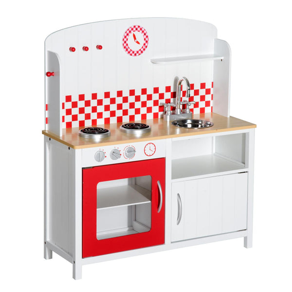 Cucina Giocattolo per Bambini con Accessori in Legno Bianco e Rosso 70x30x88 cm prezzo