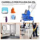 Carrello Pulizie Professionale con Secchio 25L e Strizzatore Blu 