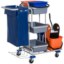 Carrello Pulizie Professionale con 4 Secchi Grigio 