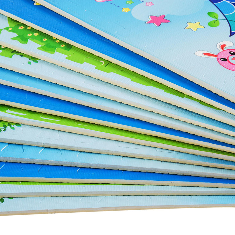 Tappeto Puzzle per Bambini Disegno Fantasia 12 Tessere 61.5x61.5 cm 