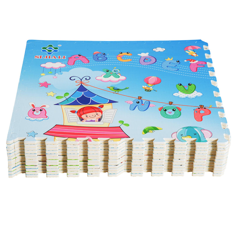 Tappeto Puzzle per Bambini Disegno Fantasia 12 Tessere 61.5x61.5 cm 