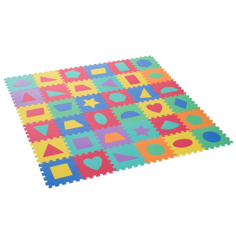 Tappeto Puzzle con Forme Geometriche 36 Tessere 31x31 cm Colorato 