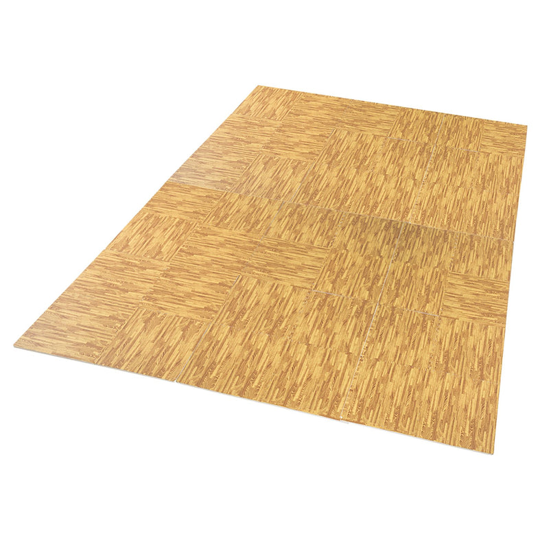 Tappeto Puzzle in EVA Effetto Legno Naturale 42 Pezzi 61.5x61.5 cm 