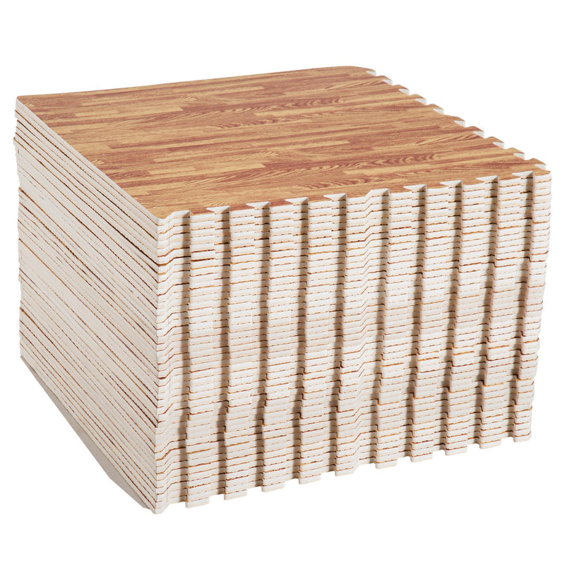 Tappeto Puzzle in EVA Effetto Legno Scuro 42 Pezzi 61.5x61.5 cm 