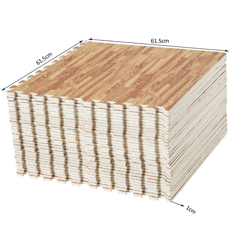 Tappeto Puzzle in EVA Effetto Legno Scuro 42 Pezzi 61.5x61.5 cm 