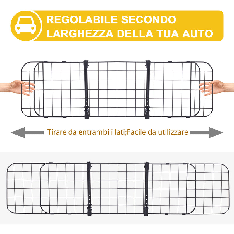 Barriera Divisore di Protezione Macchina per Cani Regolabile 91-145x30 cm 