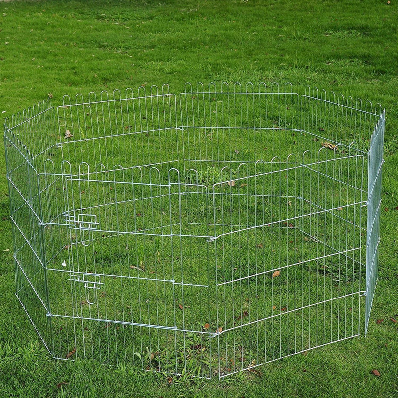 Recinto per Cani Gatti Cuccioli Roditori Recinzione Rete Gabbia 8 Pezzi 76x63 cm 