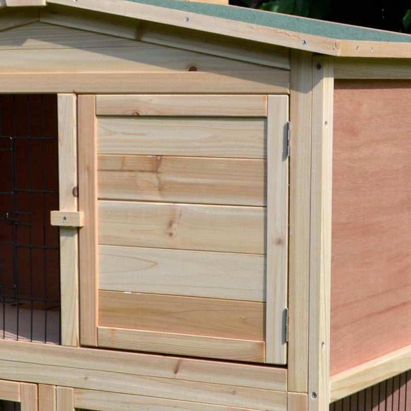 Conigliera da Giardino 2 Piani con Corsa e Zona Abitativa Impermeabile Legno 98x54x100 cm 