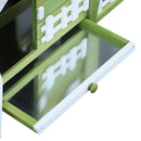 Conigliera con Corsa Vassoio Estraibile e Tetto Impermeabile in Legno Verde Bianco 155x54.5x65 cm 