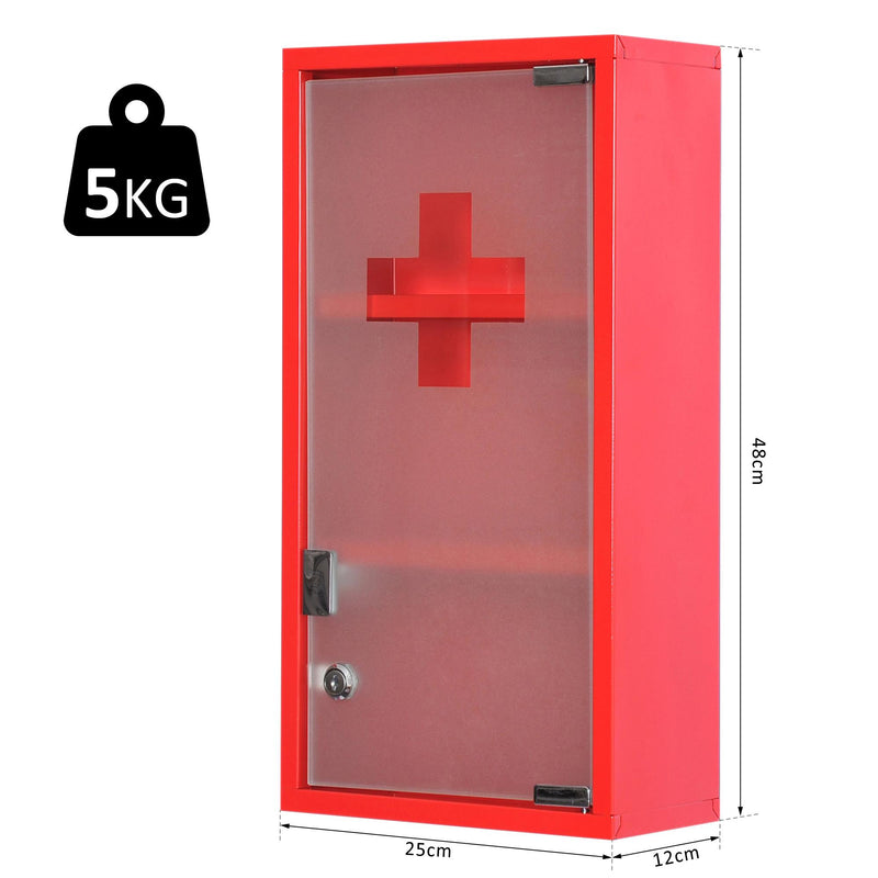 Armadietto per Medicinali Rosso 25x12x48 cm 