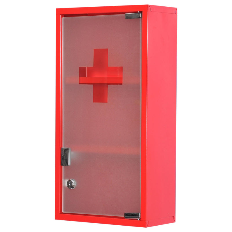 Armadietto per Medicinali Rosso 25x12x48 cm 