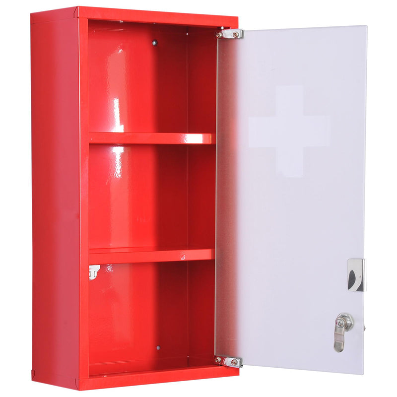 Armadietto per Medicinali Rosso 25x12x48 cm 