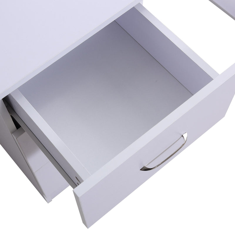 Scrivania da Ufficio con 3 Cassetti e Ripiani in Legno Bianco 120x49x72 cm 