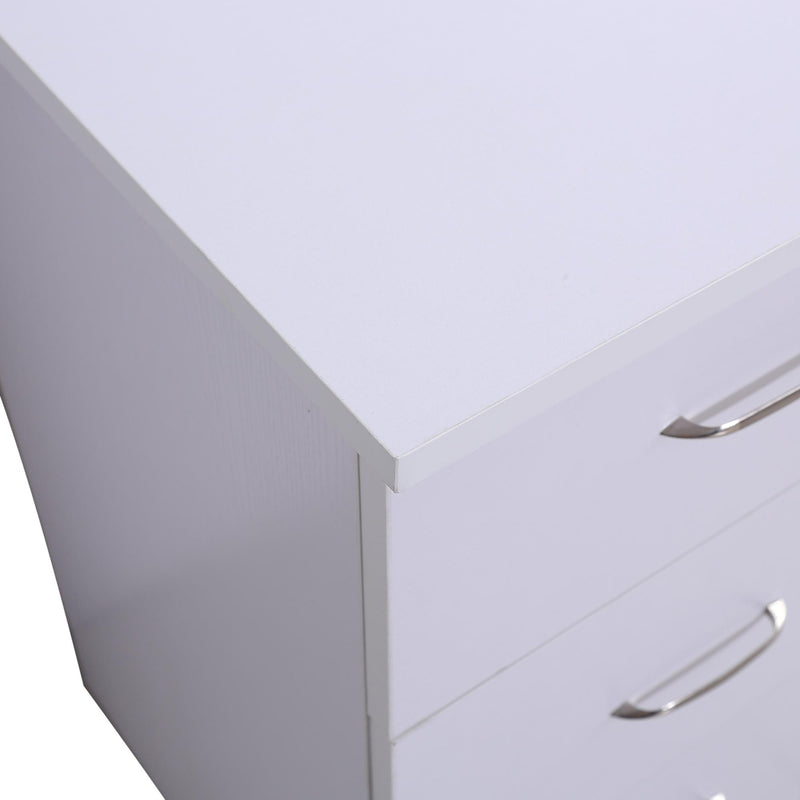 Scrivania da Ufficio con 3 Cassetti e Ripiani in Legno Bianco 120x49x72 cm 