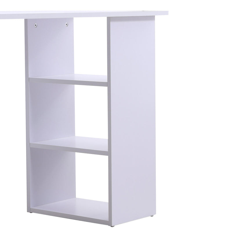 Scrivania da Ufficio con 3 Cassetti e Ripiani in Legno Bianco 120x49x72 cm 