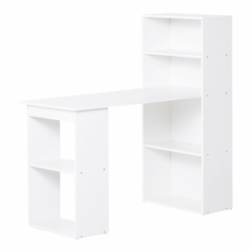 Scrivania da Ufficio con Libreria in Legno Bianco 120x55x120 cm 
