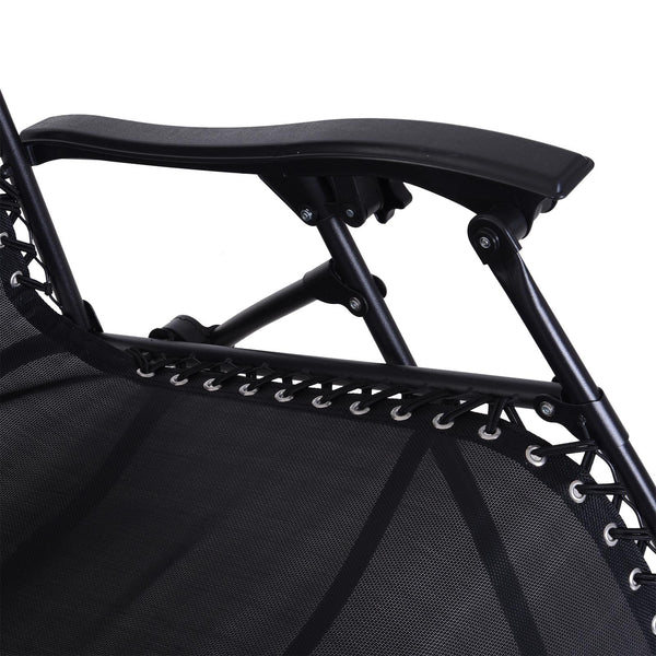 Sedia Sdraio Pieghevole Reclinabile Lettino Relax a Gravità Zero in Textilene Nero 90x65x110 cm sconto