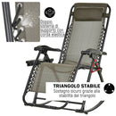 Sedia Sdraio a Dondolo Reclinabile con Poggiapiedi e Porta Bicchieri Grigio 120x67x102 cm 