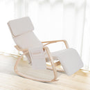 Poltrona a Dondolo con Poggiagambe in Legno Curvato Crema 